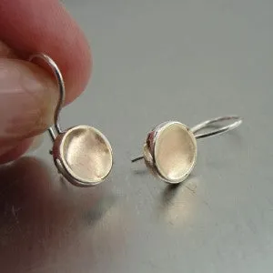 Earrings 9k Yellow Gold 925 Silver  Minimalist Brushed Hadar Designers  (I e206)