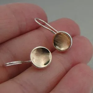 Earrings 9k Yellow Gold 925 Silver  Minimalist Brushed Hadar Designers  (I e206)