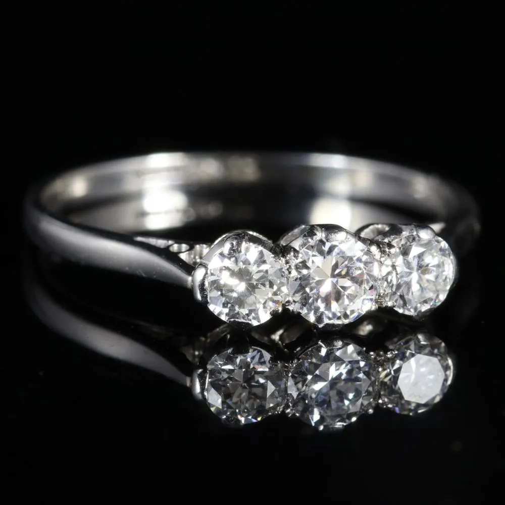 Edwardian Diamond Trilogy Platinum Ring Circa 1910 0.76Ct Engagement Ring
