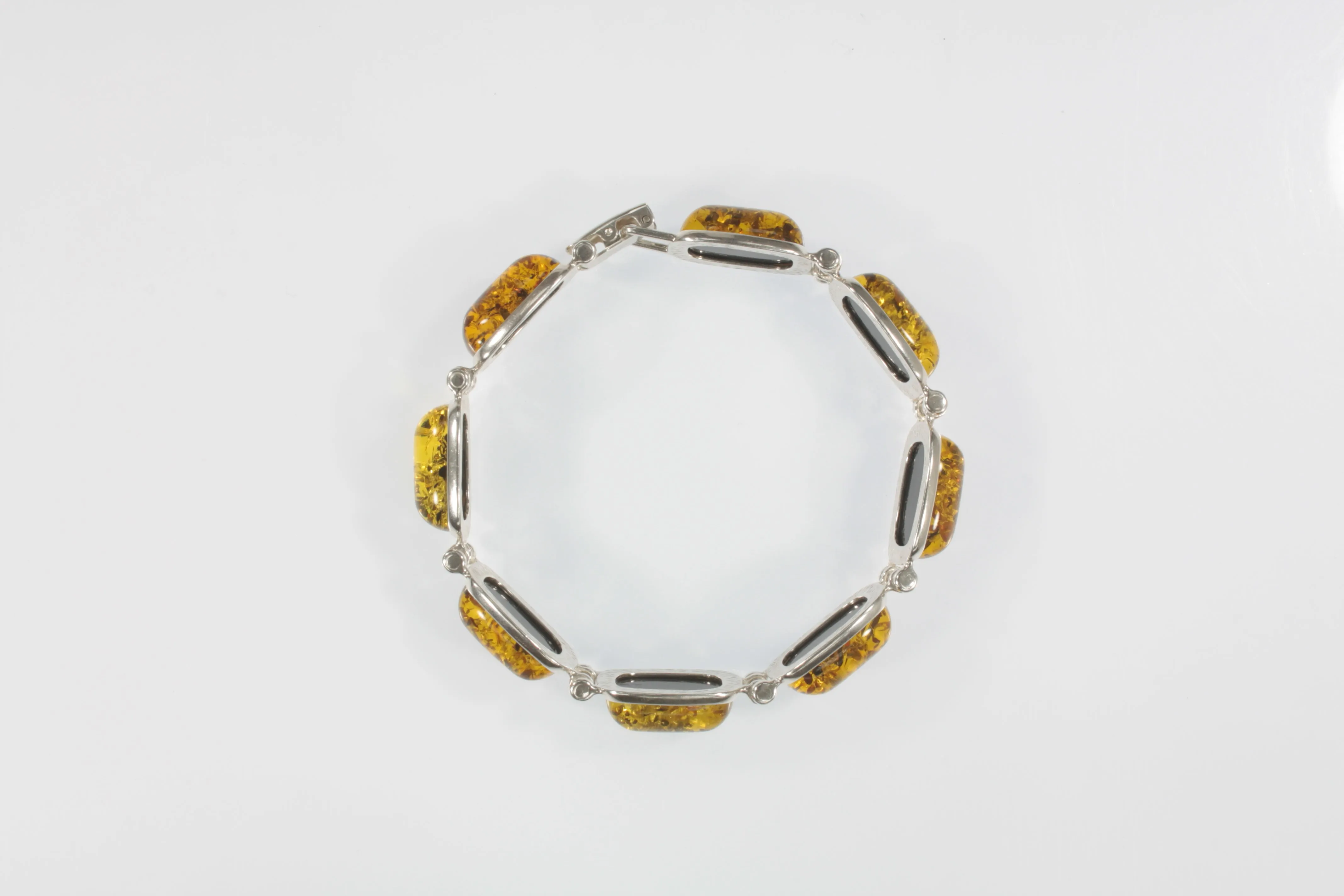 Eight Stone Yellow Amber Statement Piece Sterling Silver Bracelet!