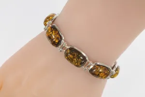 Eight Stone Yellow Amber Statement Piece Sterling Silver Bracelet!