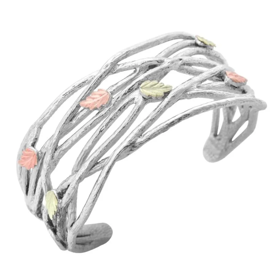 Elegant Vines - Sterling Silver Black Hills Gold Bracelet