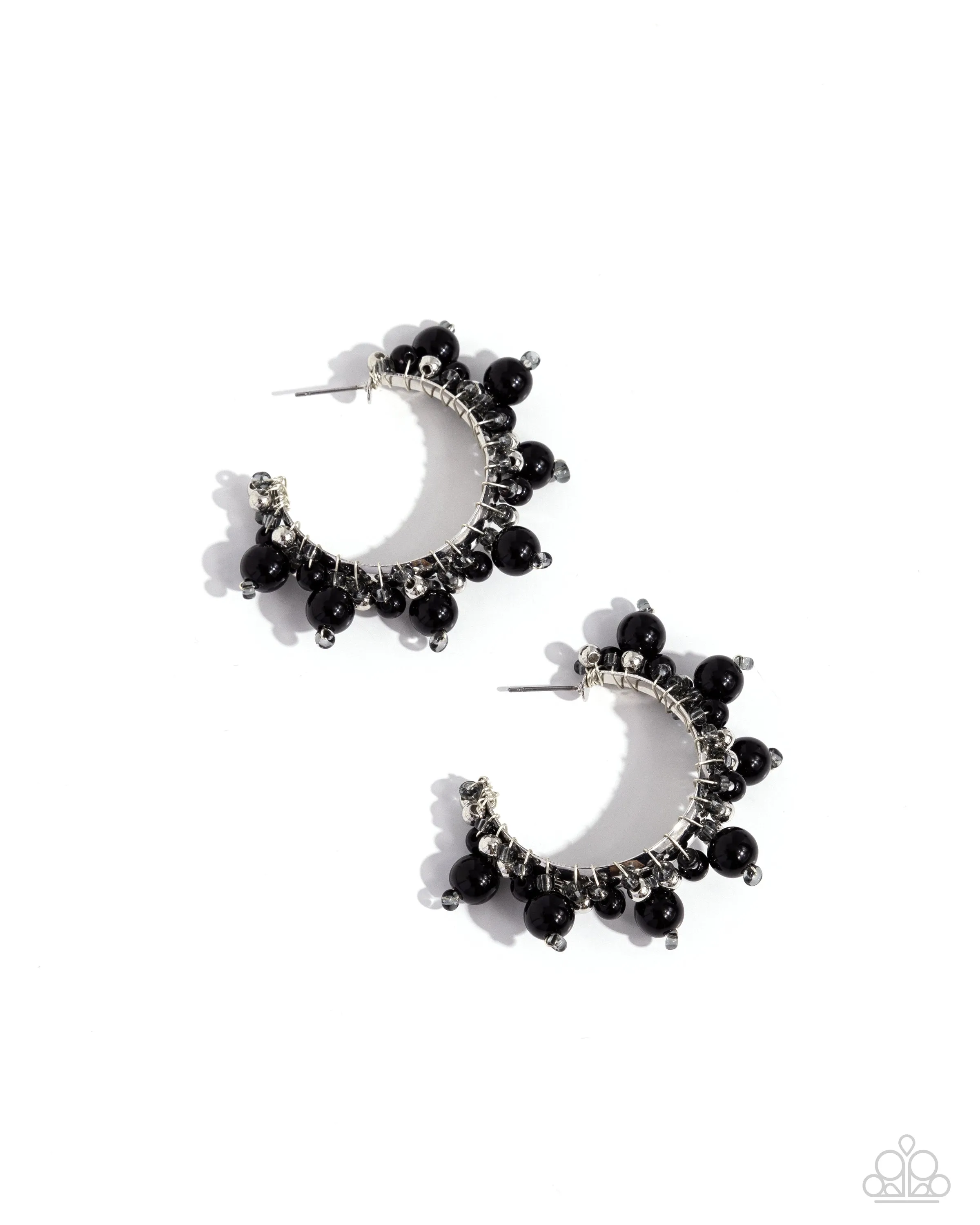 Elite Expense - Black - Bead and Smoky Seed Bead Paparazzi Hoop Earrings