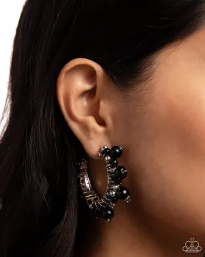 Elite Expense - Black - Bead and Smoky Seed Bead Paparazzi Hoop Earrings