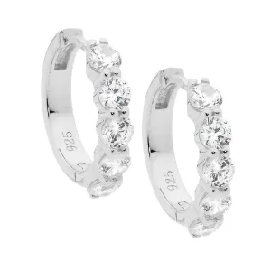 Ellani Sterling Silver Cubic Zirconia Hoop Earrings
