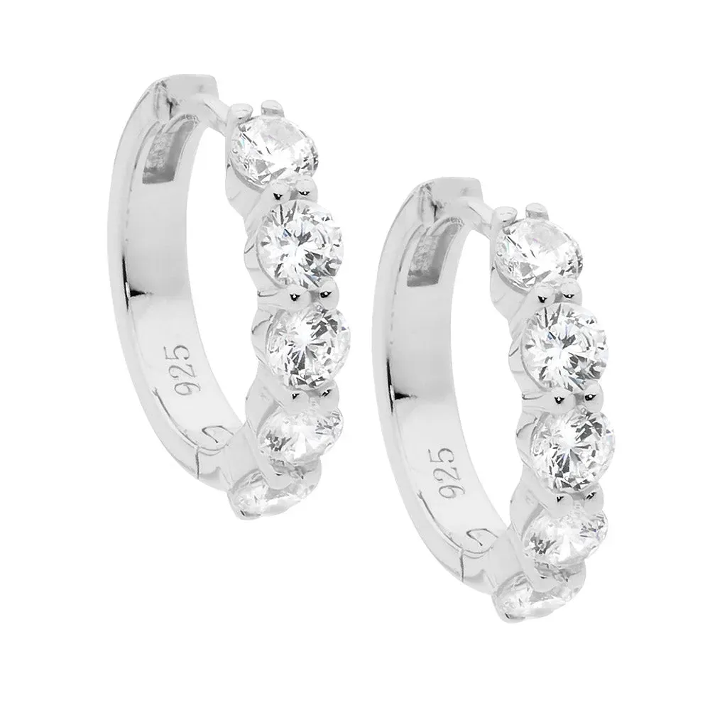 Ellani Sterling Silver Cubic Zirconia Hoop Earrings