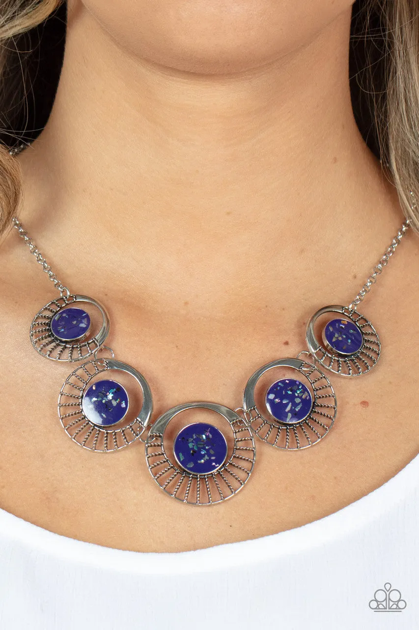 Elliptical Effervescence - Purple - Shell-Flecked Circular Frame Paparazzi Short Necklace