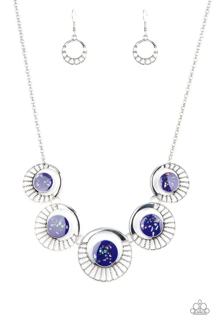 Elliptical Effervescence - Purple - Shell-Flecked Circular Frame Paparazzi Short Necklace