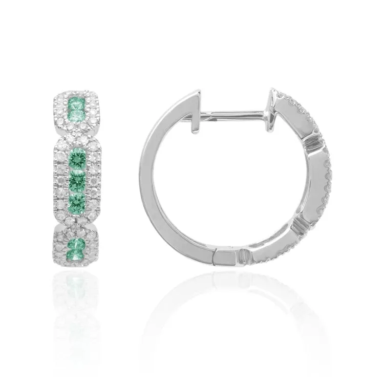 EMERALD & DIAMOND HUGGIE HOOP