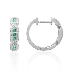 EMERALD & DIAMOND HUGGIE HOOP