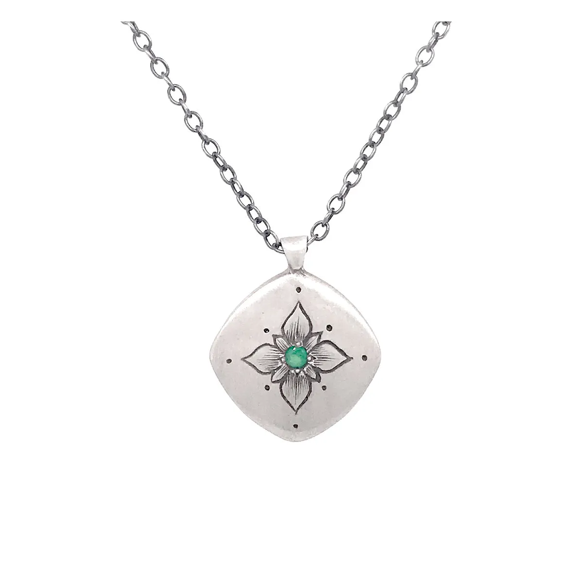Emerald Lotus Cushion Pendant