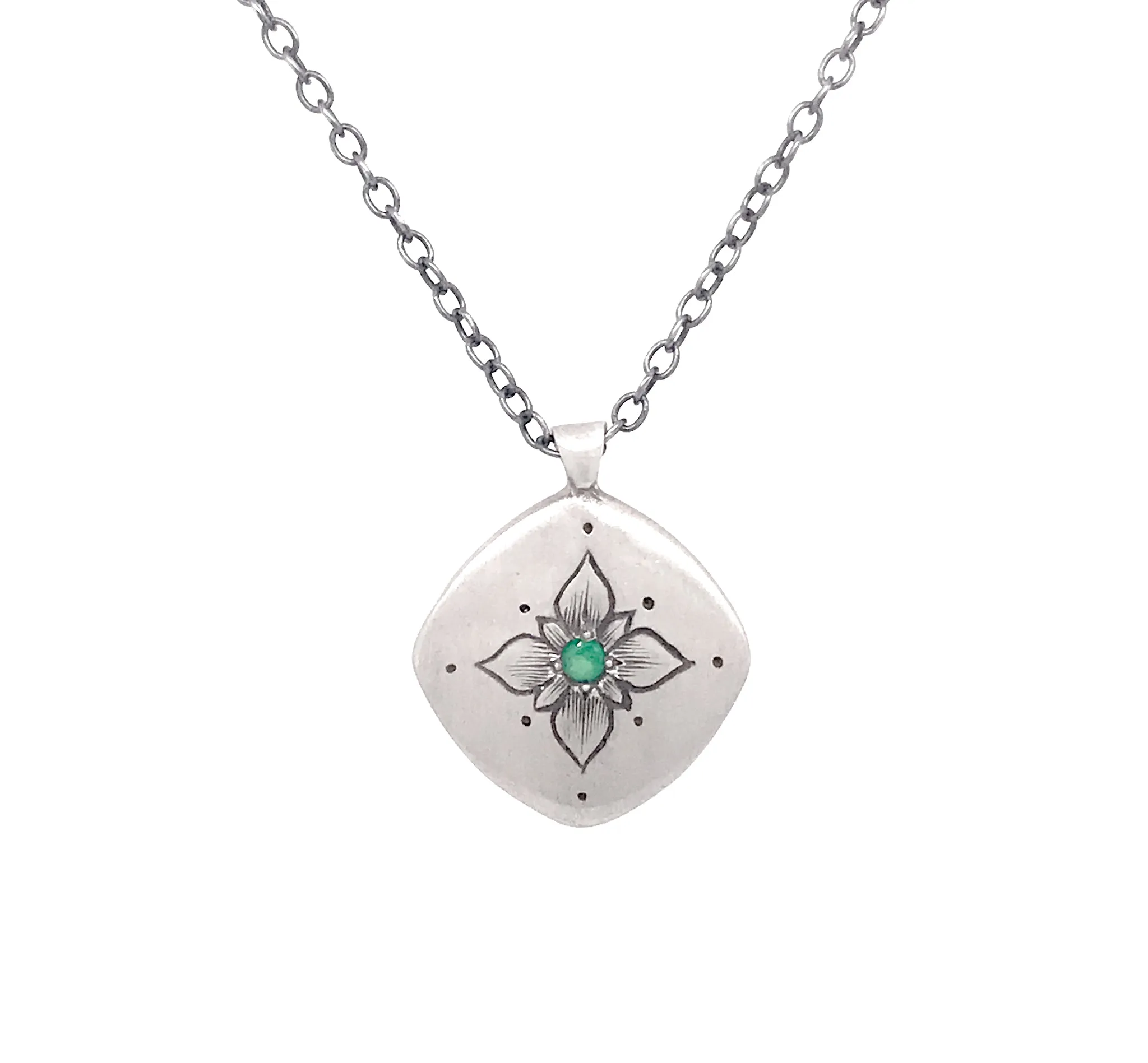 Emerald Lotus Cushion Pendant