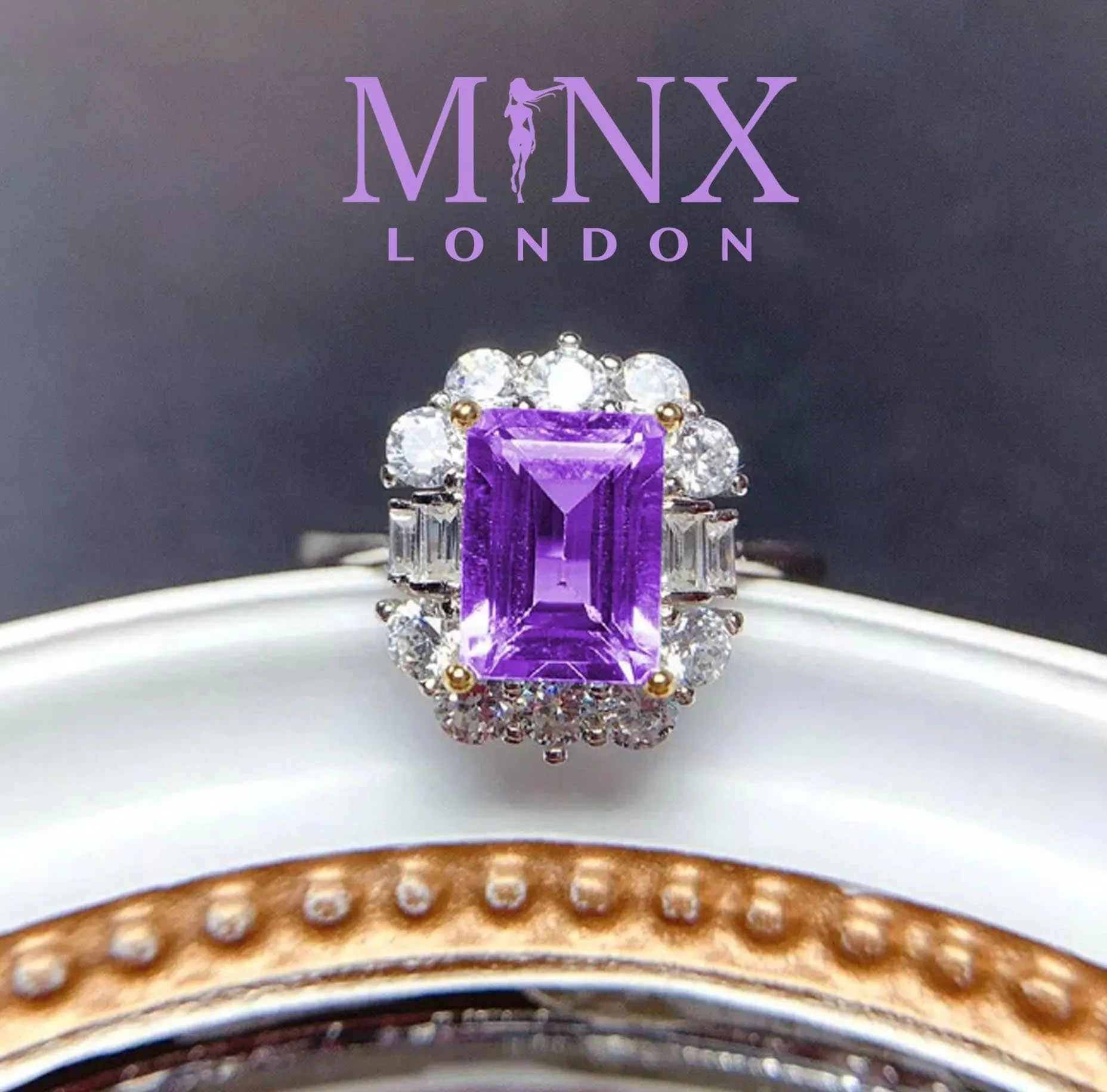 Emerald Ring | Purple Diamond Ring | Purple Diamond Engagement Ring | Purple Emerald Ring | Amethyst Emerald Ring | Amethyst Diamond Ring