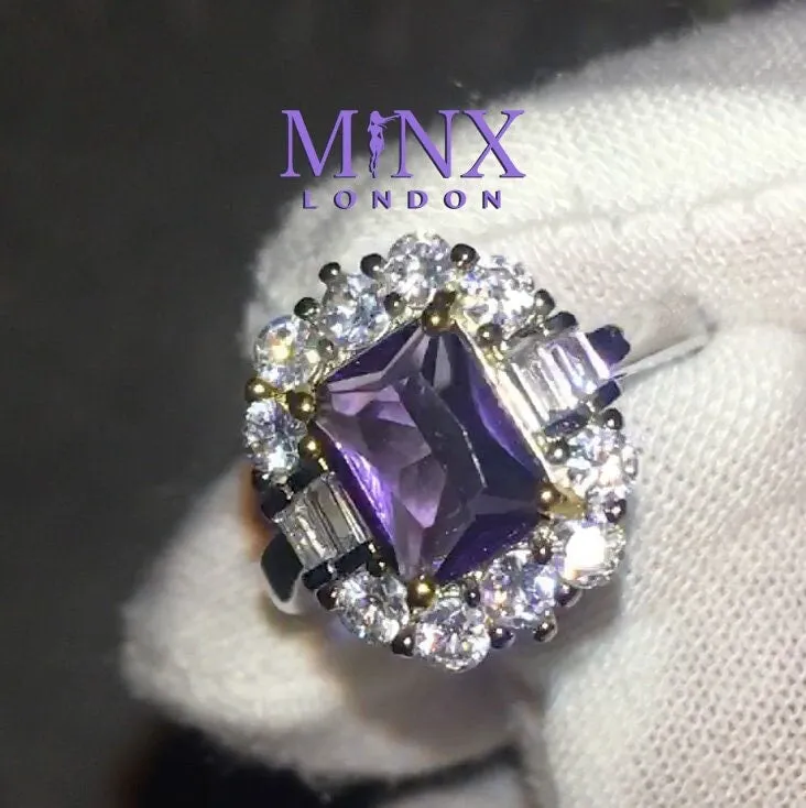 Emerald Ring | Purple Diamond Ring | Purple Diamond Engagement Ring | Purple Emerald Ring | Amethyst Emerald Ring | Amethyst Diamond Ring