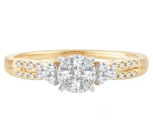 EternalDia 0.25 Cttw Round Diamond Cluster Split Shank Promise Ring In 10k Yellow Gold