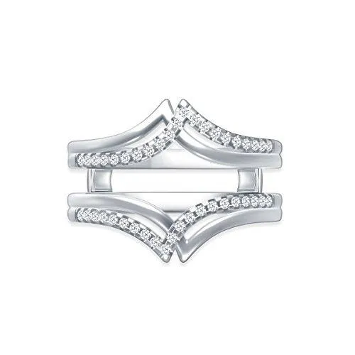 EternalDia 0.25 cttw V-Shape Diamond Contour Shape Enhancer Ring Guard In 10k White Gold (IJ/I2I3)