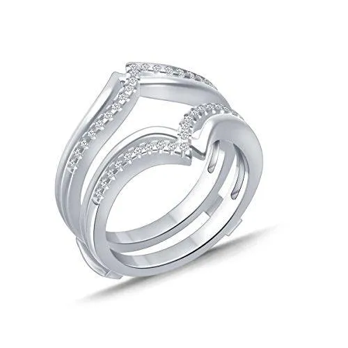 EternalDia 0.25 cttw V-Shape Diamond Contour Shape Enhancer Ring Guard In 10k White Gold (IJ/I2I3)