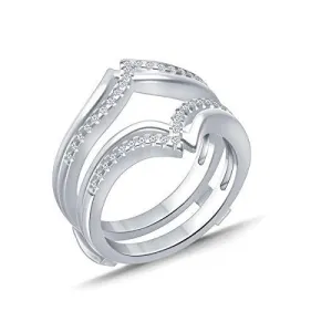 EternalDia 0.25 cttw V-Shape Diamond Contour Shape Enhancer Ring Guard In 10k White Gold (IJ/I2I3)