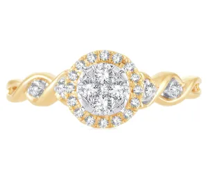 EternalDia 0.26 Cttw Diamond Twisted Style Promise Engagement Ring In 10k Yellow Gold
