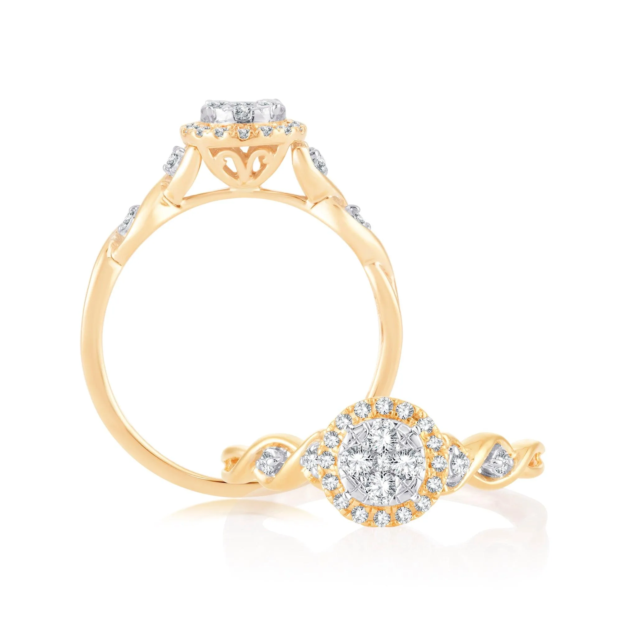 EternalDia 0.26 Cttw Diamond Twisted Style Promise Engagement Ring In 10k Yellow Gold