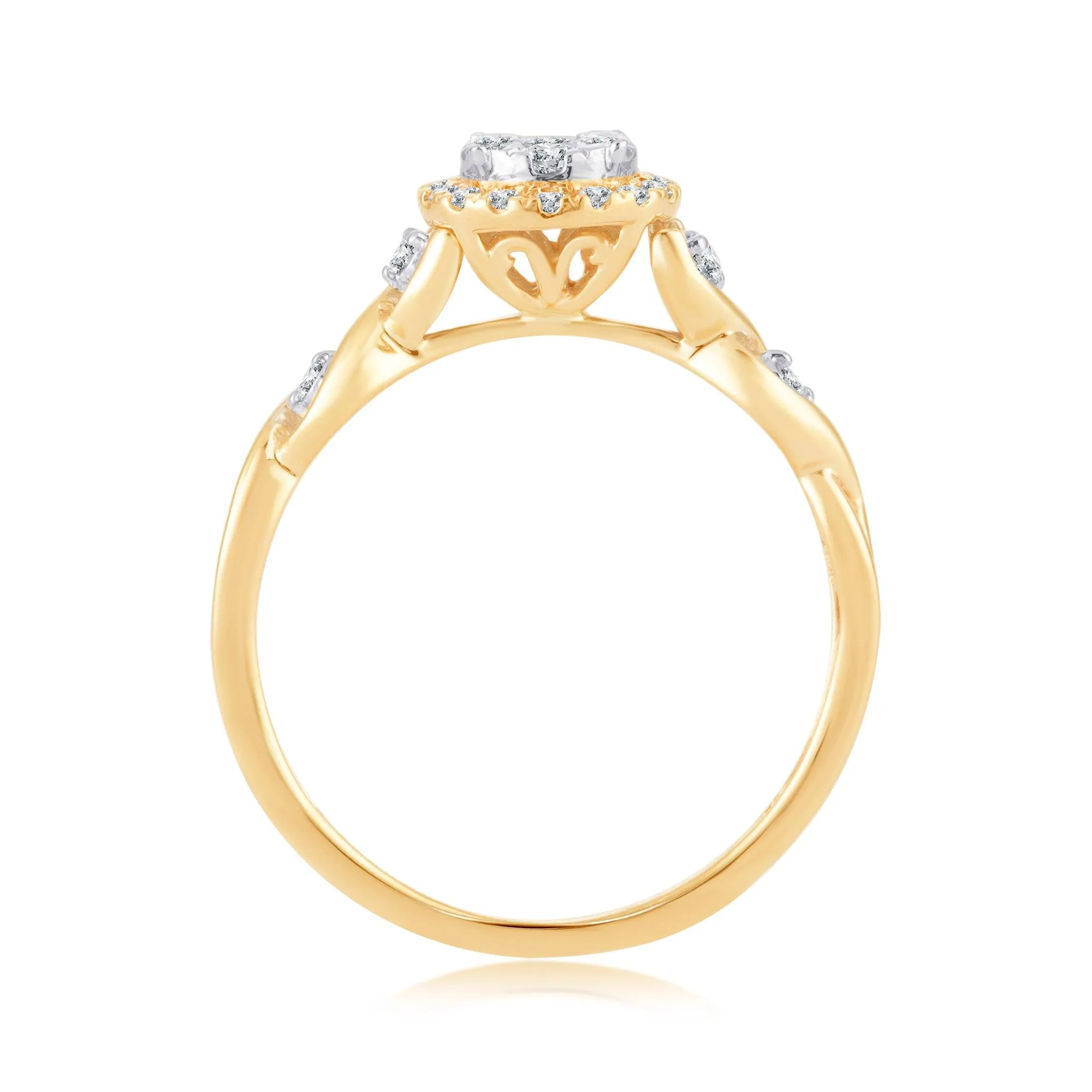 EternalDia 0.26 Cttw Diamond Twisted Style Promise Engagement Ring In 10k Yellow Gold