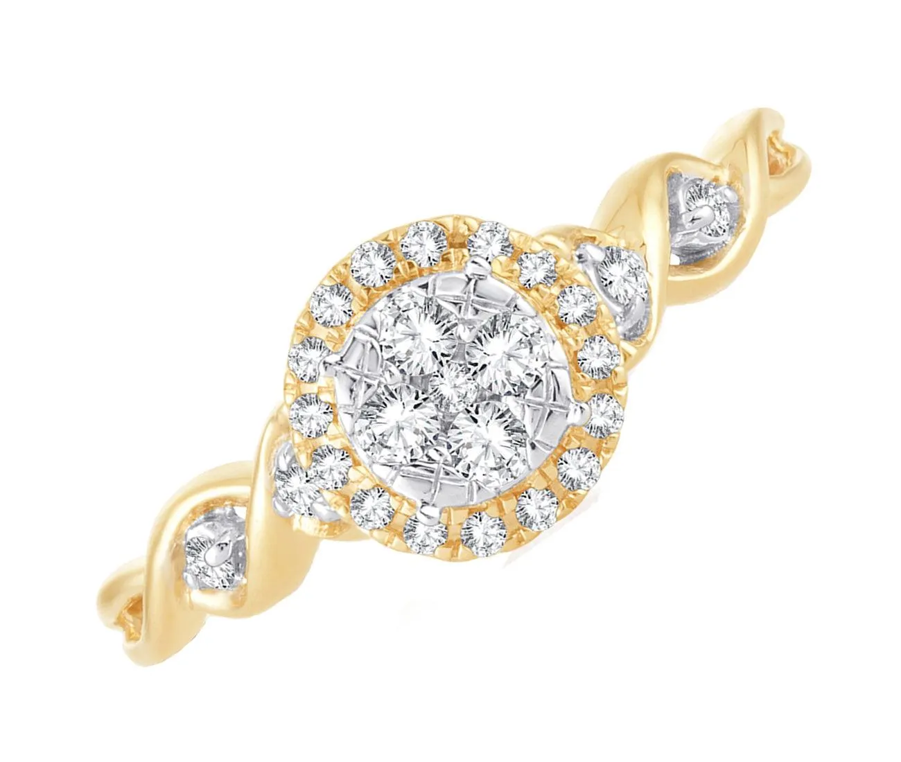 EternalDia 0.26 Cttw Diamond Twisted Style Promise Engagement Ring In 10k Yellow Gold