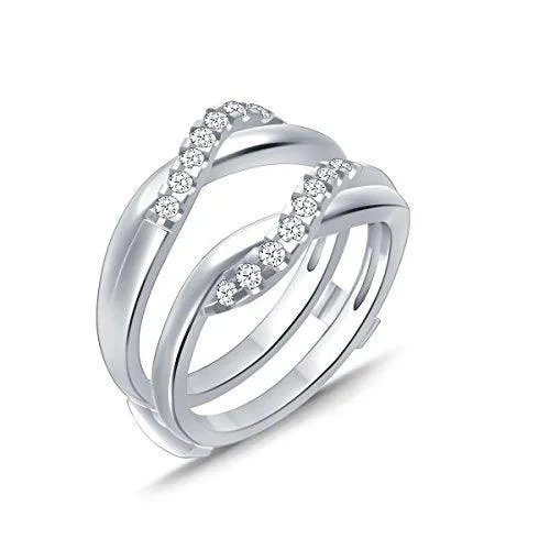 EternalDia 0.38 ct Diamond Cross Over Contour Enhancer Wedding Ring Guard in 10k White Gold (IJ/I2I3)
