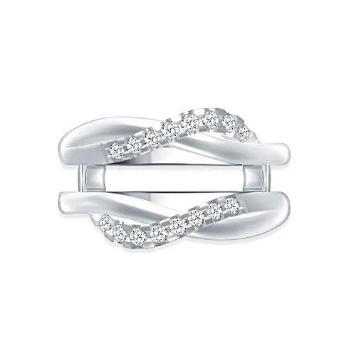 EternalDia 0.38 ct Diamond Cross Over Contour Enhancer Wedding Ring Guard in 10k White Gold (IJ/I2I3)