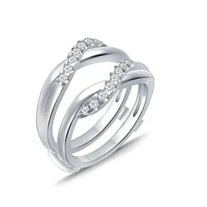 EternalDia 0.38 ct Diamond Cross Over Contour Enhancer Wedding Ring Guard in 10k White Gold (IJ/I2I3)