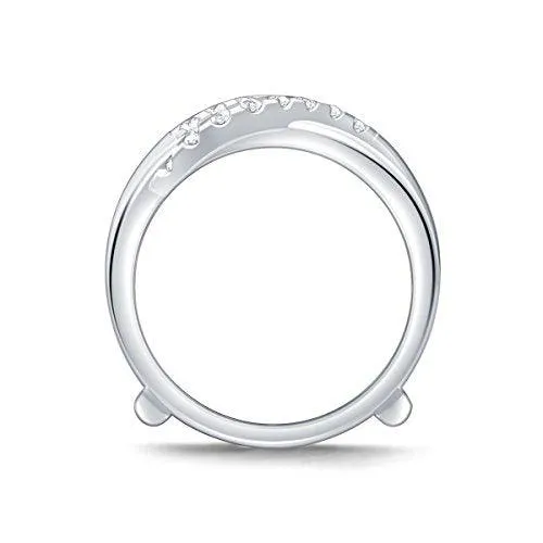 EternalDia 0.38 ct Diamond Cross Over Contour Enhancer Wedding Ring Guard in 10k White Gold (IJ/I2I3)