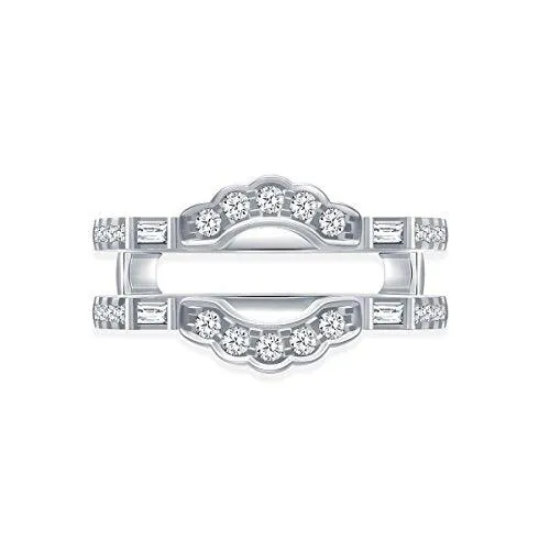 EternalDia 0.50 Cttw Diamond Double Row Cathedral Style Enhancer Ring Guard In 10k White Gold (IJ/I2I3)