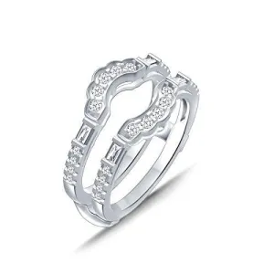 EternalDia 0.50 Cttw Diamond Double Row Cathedral Style Enhancer Ring Guard In 10k White Gold (IJ/I2I3)