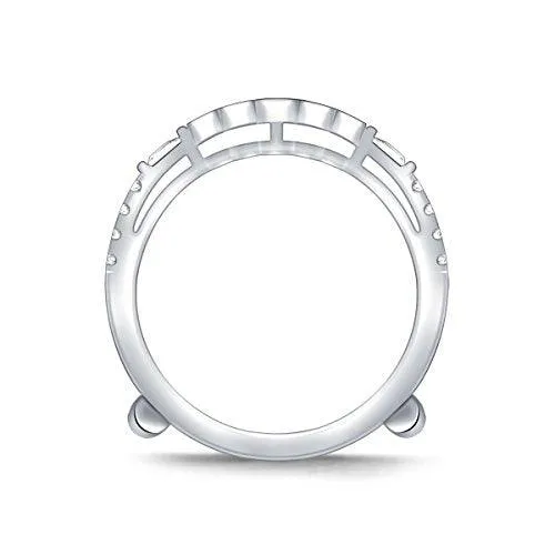 EternalDia 0.50 Cttw Diamond Double Row Cathedral Style Enhancer Ring Guard In 10k White Gold (IJ/I2I3)