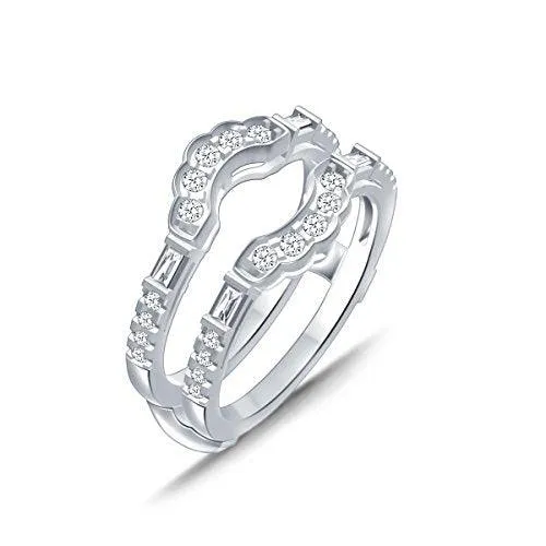EternalDia 0.50 Cttw Diamond Double Row Cathedral Style Enhancer Ring Guard In 10k White Gold (IJ/I2I3)