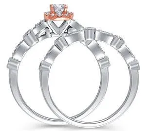 EternalDia 0.50  cttw Diamond Halo Bridal Ring Set in 10kt Two-Tone Gold (IJ/I2I3)