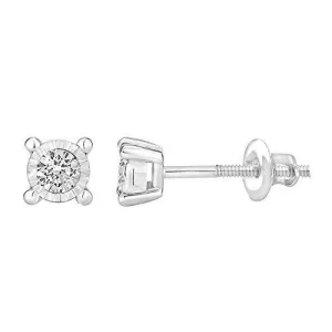 EternalDia 10k Gold Round Diamond Studs Solitaire Earrings (0.33cttw, IJ/I2-I3) Screw-Backs