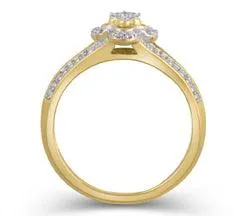 EternalDia 10K Yellow Gold Diamond Accent Clover Shape Split Shank Ring (IJ/I2I3)