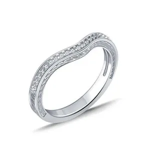 EternalDia 1/10 ct Diamond Half Eternity Enhancer Curved Wedding Band Ring Guard in 10k White Gold (IJ/I2I3)