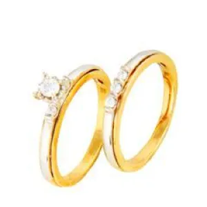 EternalDia 1/4 Carat T.W. Diamond Two tone 10kt Yellow & White Gold Bridal Set