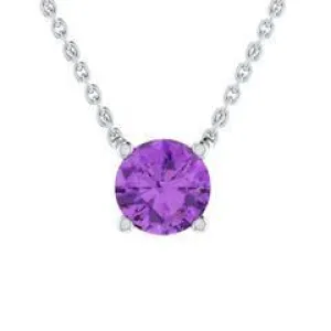 EternalDia 2 Ct Round Cut Amethyst Solitaire Pendant Necklace