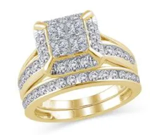 EternalDia 2 Cttw Square Shaped Princess-Cut Diamond Engagement Wedding Bridal Ring in 14K Gold (IJ/I1-I2)