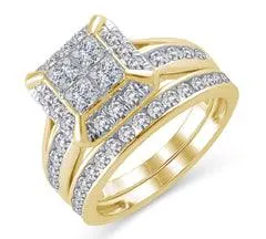 EternalDia 2 Cttw Square Shaped Princess-Cut Diamond Engagement Wedding Bridal Ring in 14K Gold (IJ/I1-I2)