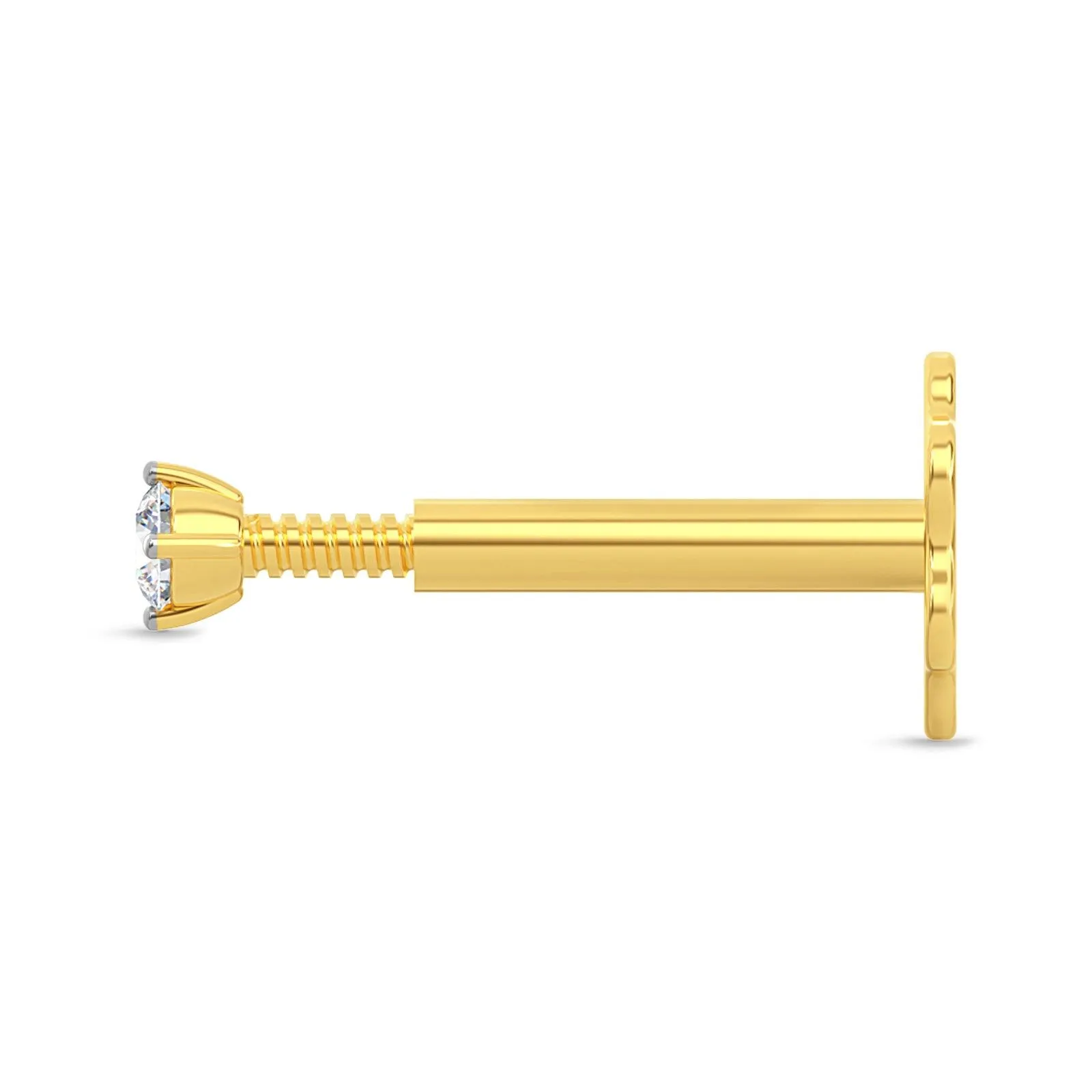 EternalDia 2.3mm Diamond Nose Stud/Lip Labret/Screw Ring Piercing Pin Bone 14k Gold 18 & 19 Gauge (GH/I1-I2)