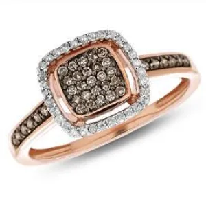 EternalDia Champagne & White Diamond Square Frame Ring