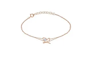 EternalDia IGI Certified 10k Rose Gold Diamond Accent Multi Strand Butterfly Extendable Fashion Bracelet (0.06 Cttw)