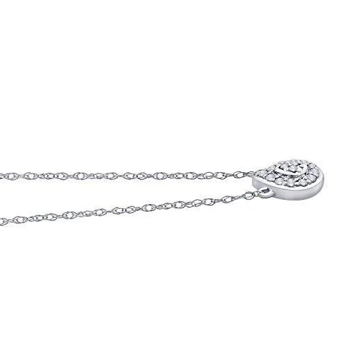 EternalDia IGI Certified Pear Drop Shape Halo Diamond Accent Frame Pendant Necklace in 10kt White Gold (0.06 Cttw)