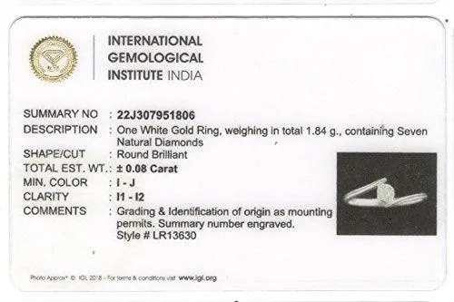 EternalDia IGI Certified Round Diamond Accent Flower Cluster Bypass Engagement Promise Ring 10K White Gold (0.08 Cttw)