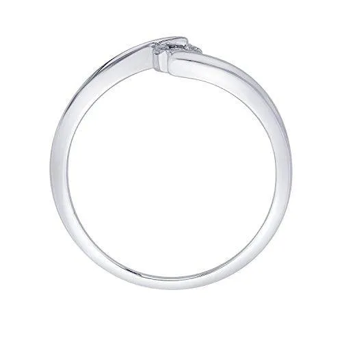 EternalDia IGI Certified Round Diamond Accent Flower Cluster Bypass Engagement Promise Ring 10K White Gold (0.08 Cttw)