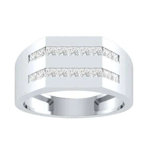 EternalDia Princess Cut 1 Ct D/VVS1 Simulated Diamond Men's Wedding Band Ring In 925 Sterling Silver