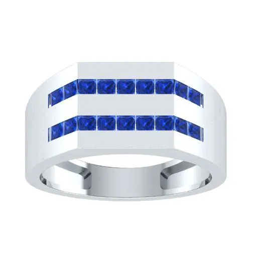 EternalDia Princess Cut 1 Ct D/VVS1 Simulated Diamond Men's Wedding Band Ring In 925 Sterling Silver